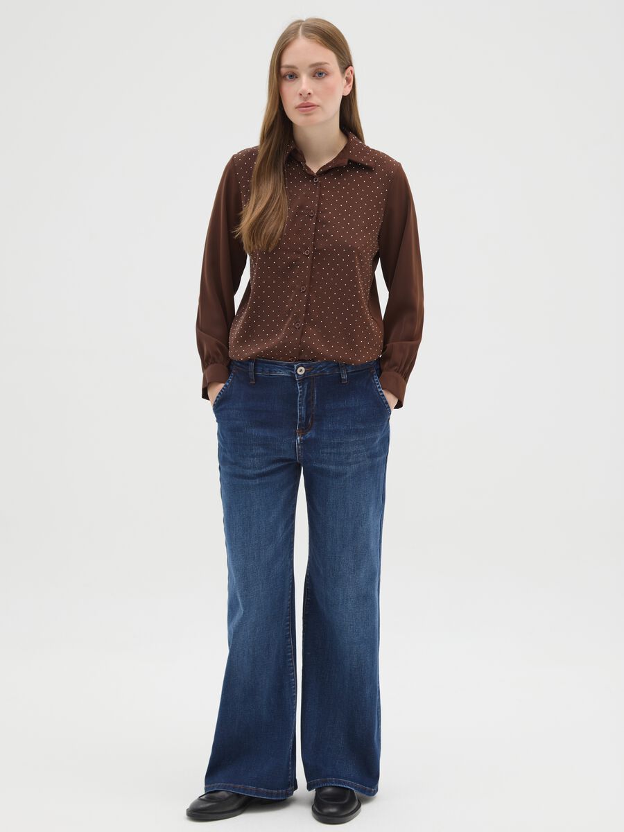 Camicia marrone regular fit con glitter_1