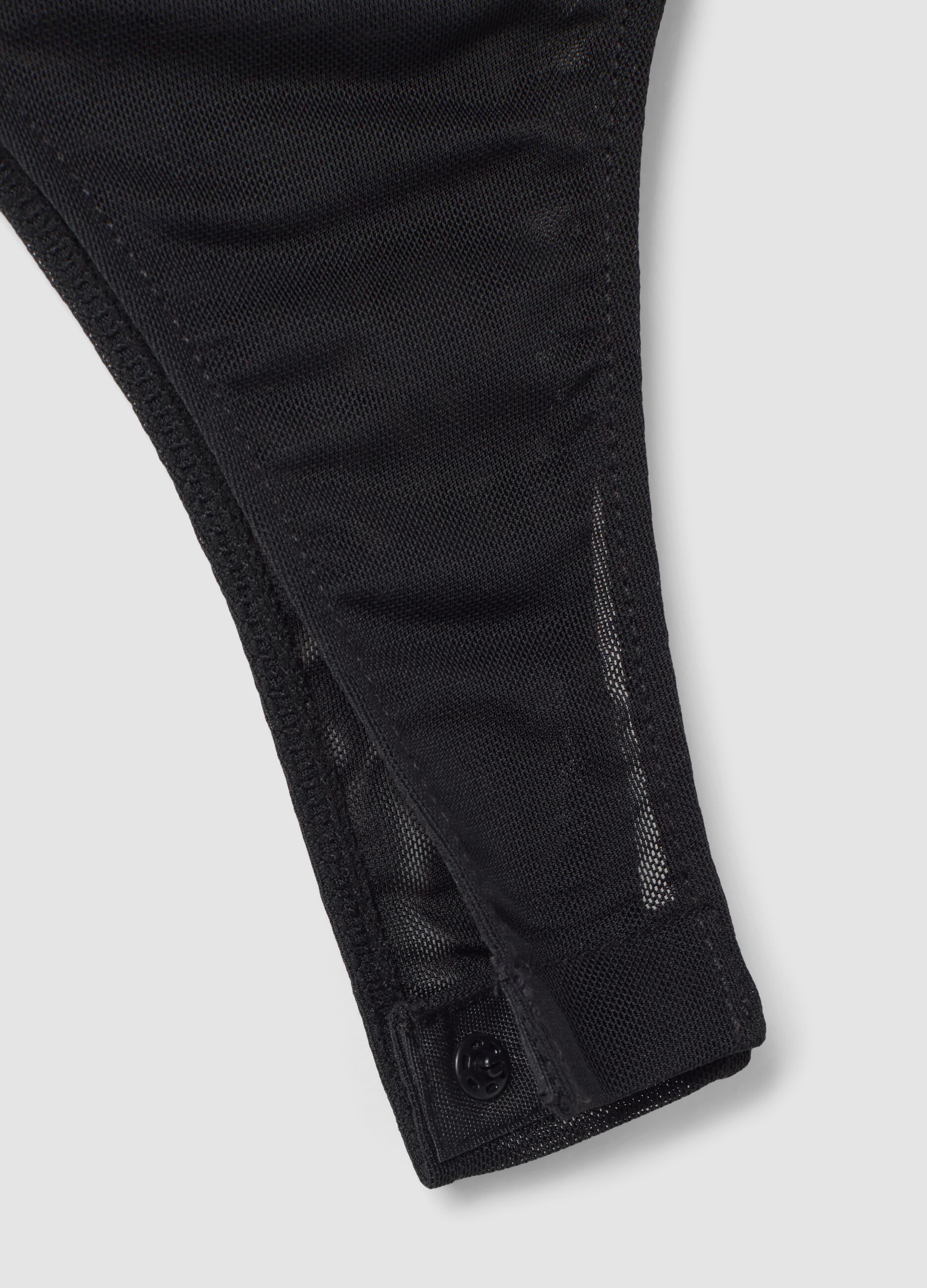 Black fitted stretch bodysuit with rhinestones