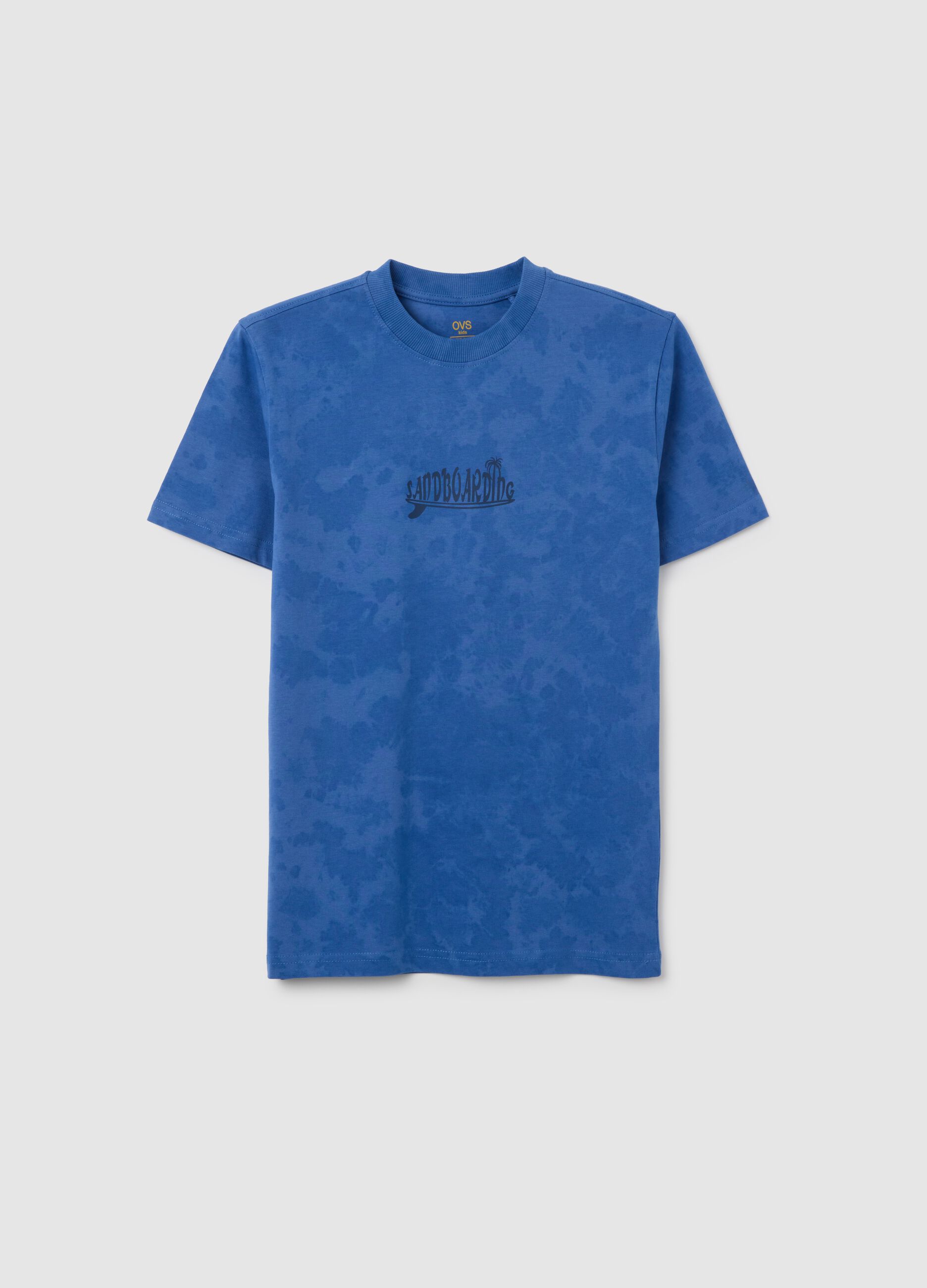 T-shirt da ragazzo in puro cotone blu regular fit