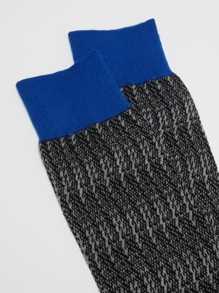 Multi-coloured stretchy cotton long socks twin pack_1
