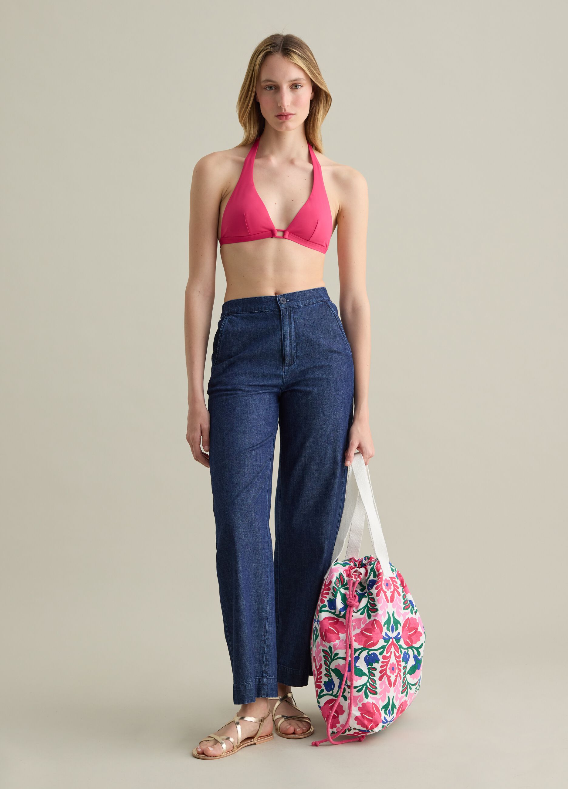 Reversible shopping bag with double handles