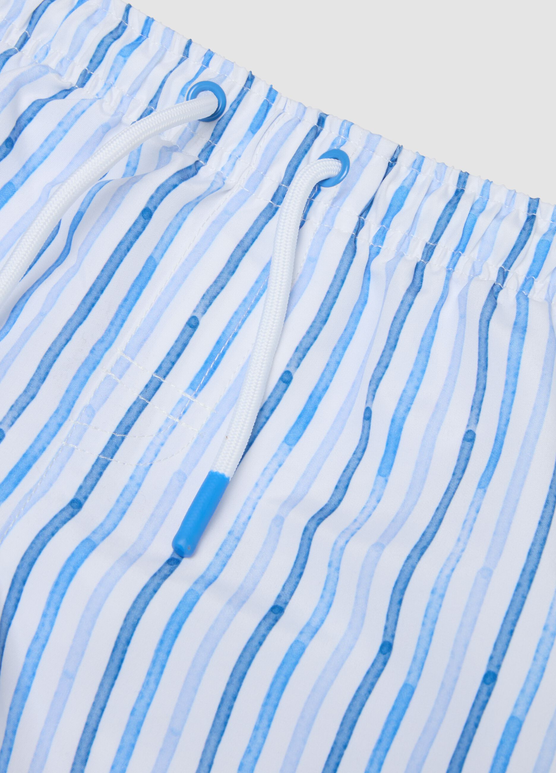 Multicoloured striped boys&rsquo; boxer swim shorts
