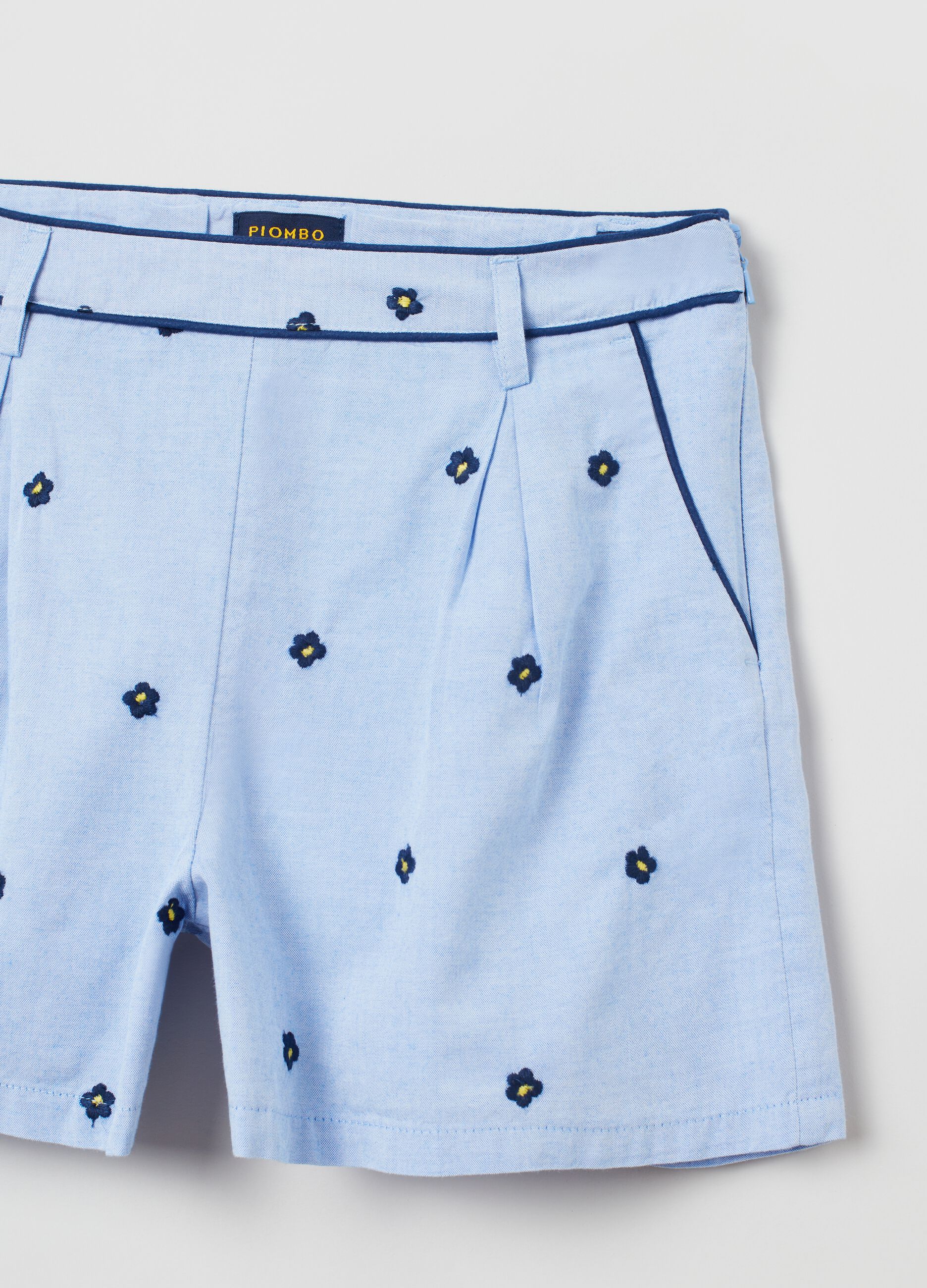 Shorts in cotone ricamo fiorellini_1