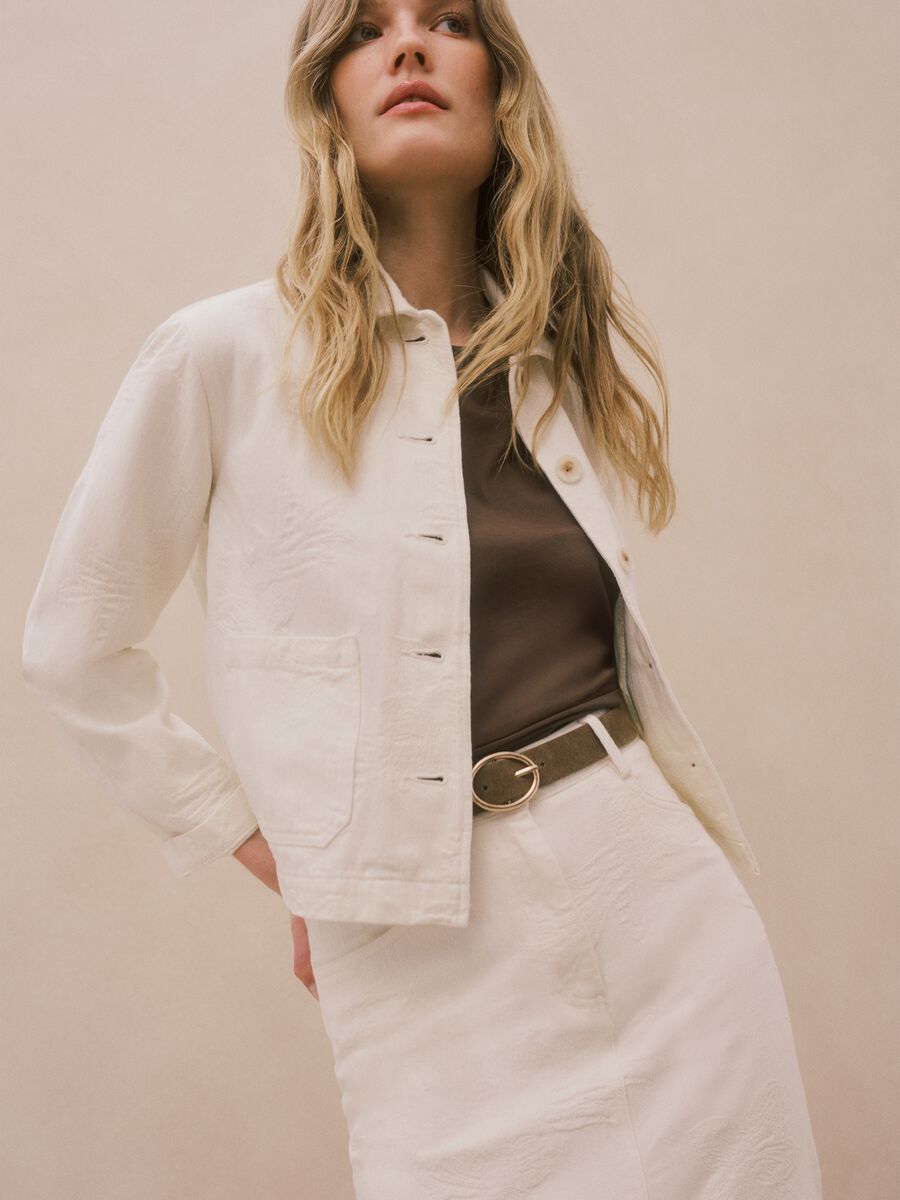 White pure cotton long skirt regular fit with elastic waistband_0