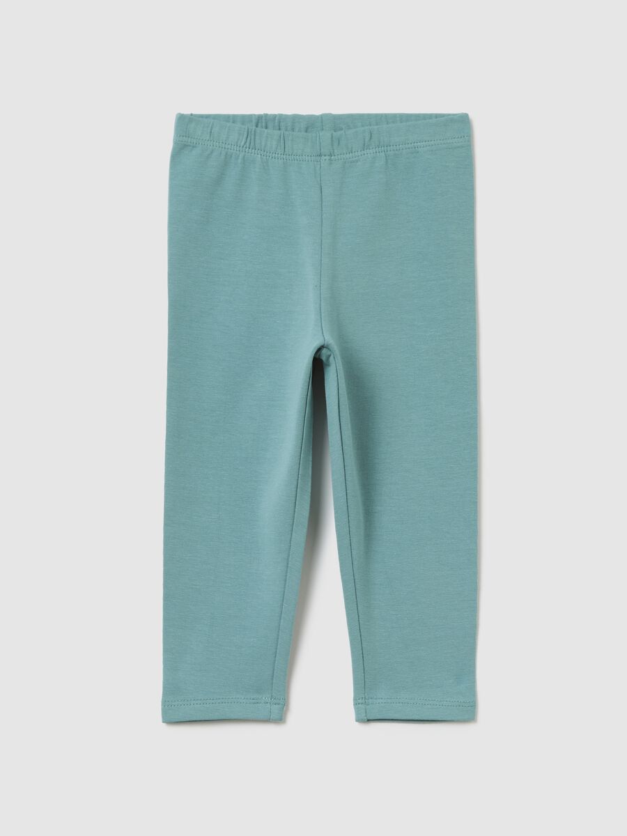 Girls' stretchy cotton blue leggings regular fit_0