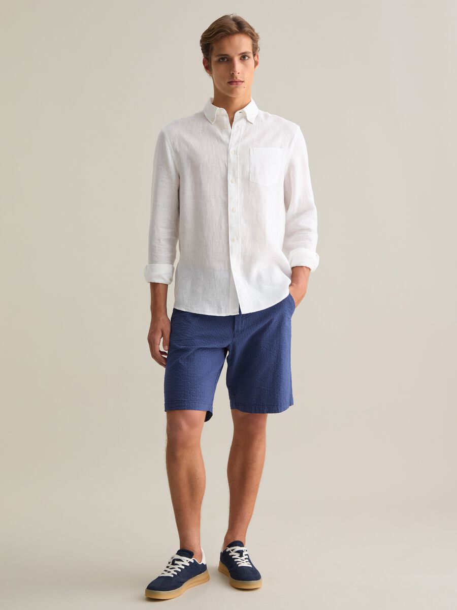 Men's Stretch Cotton Blue Regular Fit Shorts_0