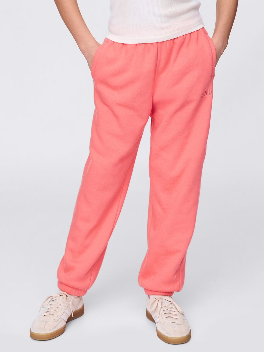 Pink joggers with elasticated edging and logo embroidery_1
