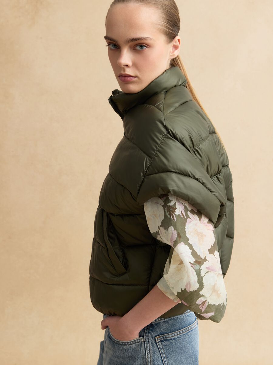 Green padded jacket regular fit_0