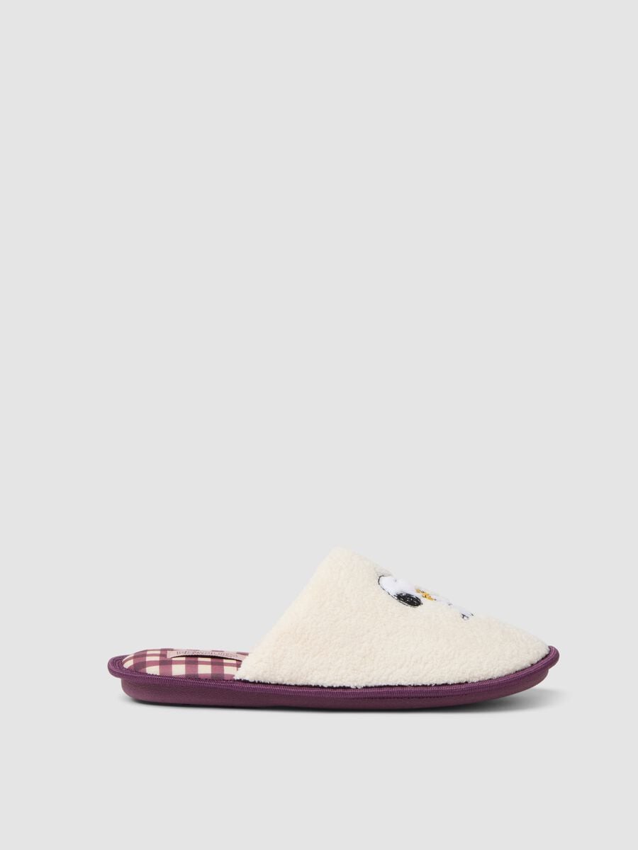 Pantofole bianco panna con ricamo Snoopy_0
