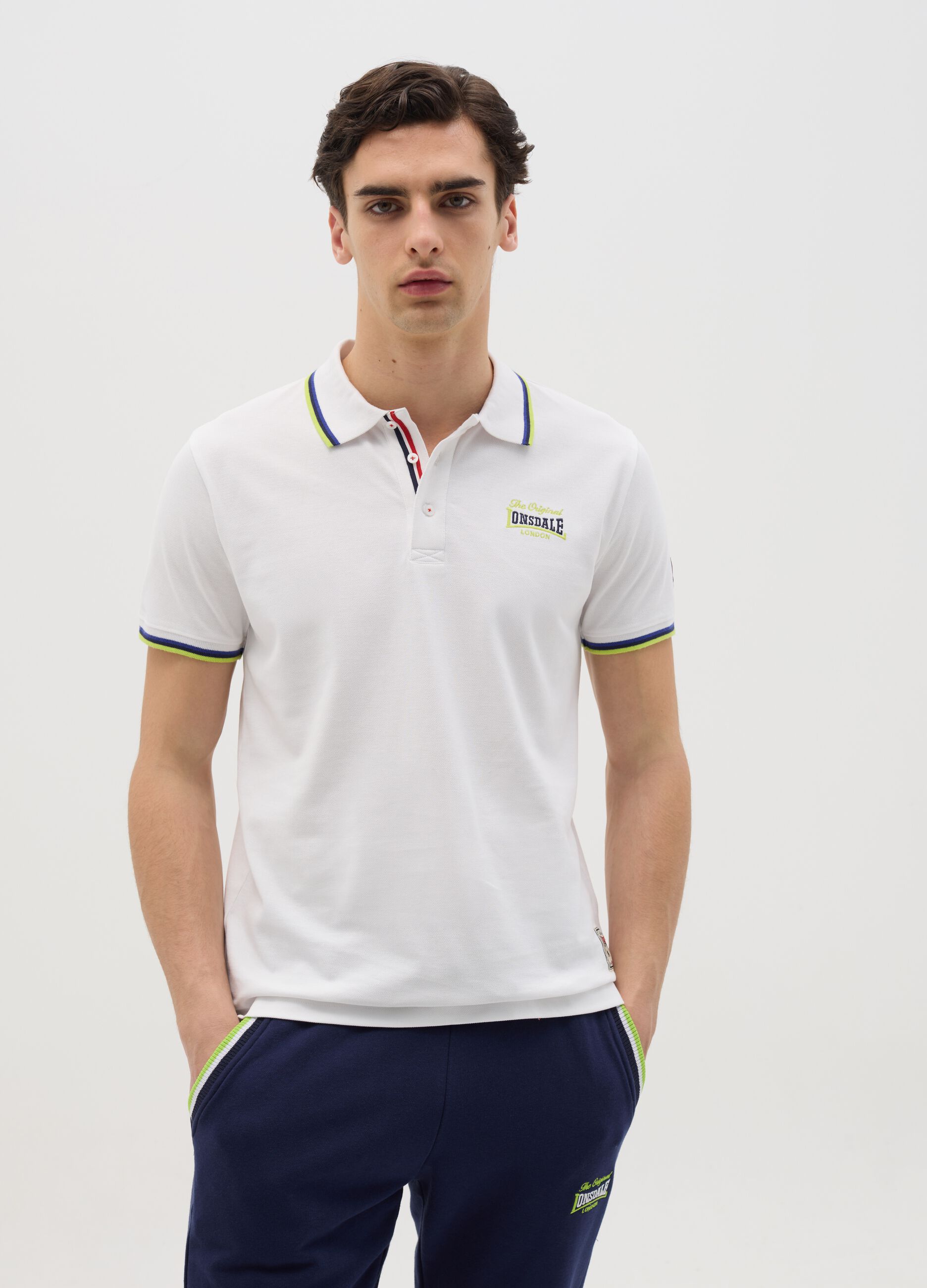 Polo a manica corta in cotone bianco