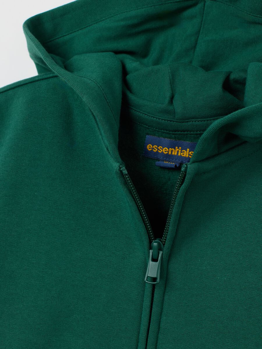 Felpa da bambino in puro cotone verde over fit con zip e cappuccio_2
