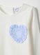 White stretch cotton regular fit girl's T-shirt with heart_2