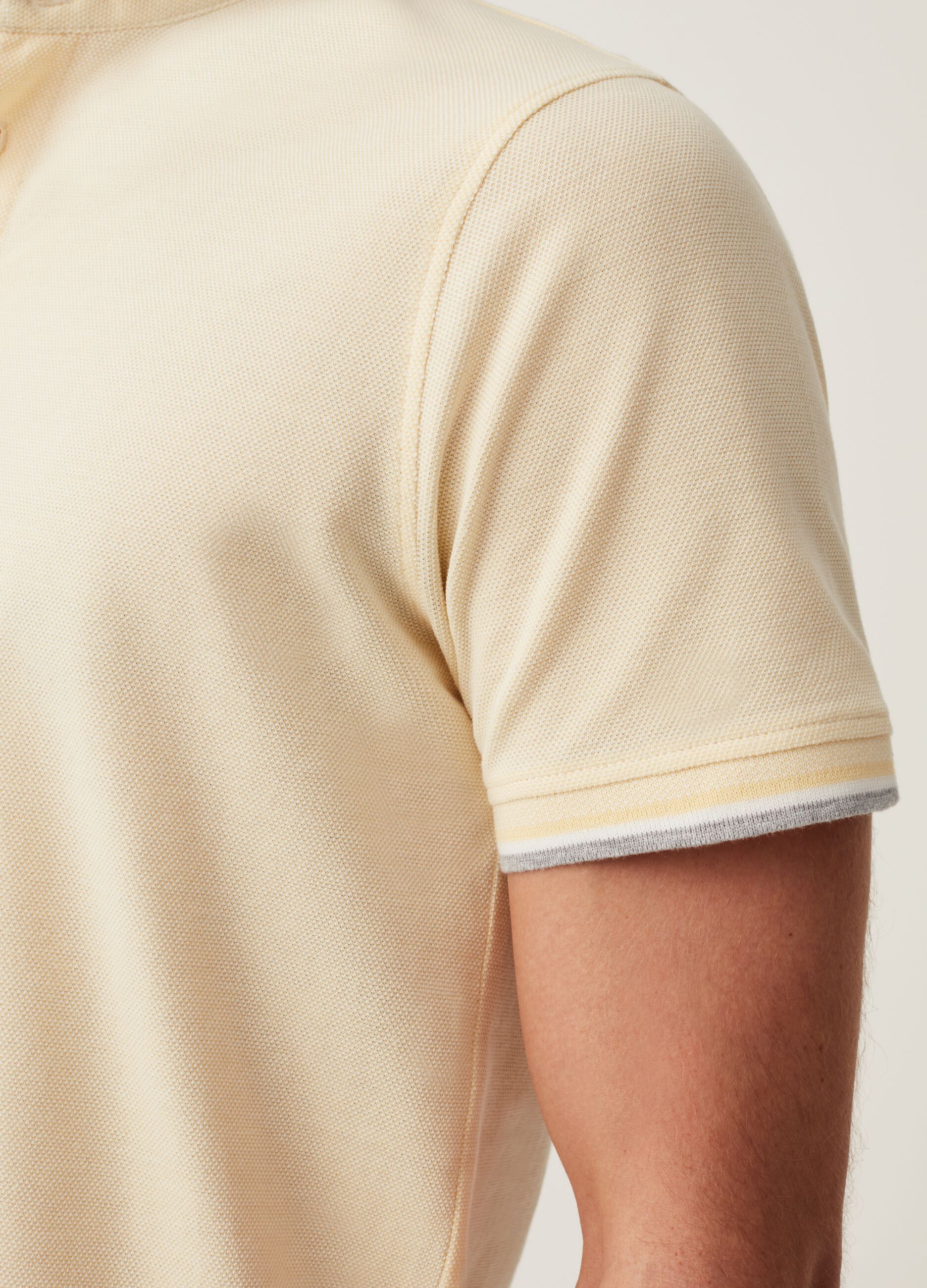 Polo con trama jacquard collo alla coreana_3