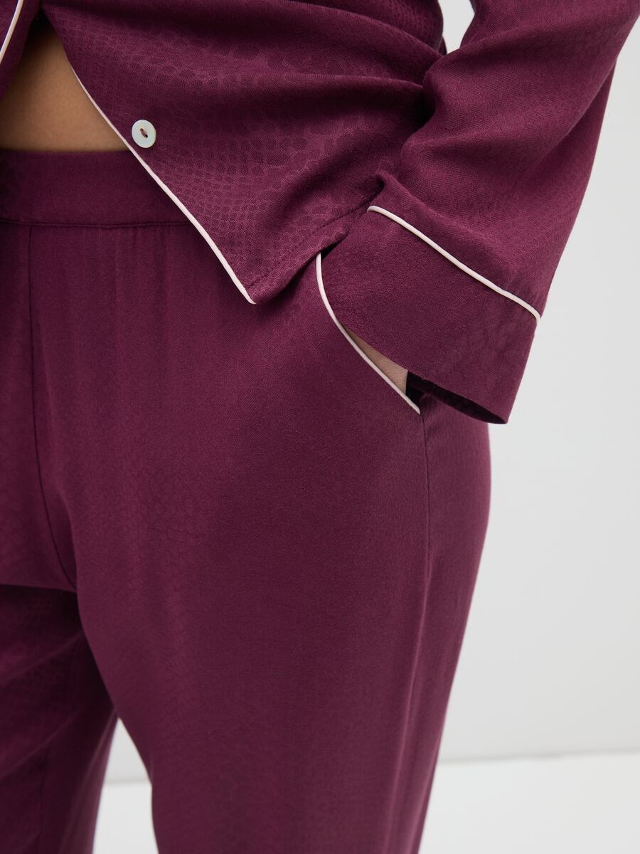 Purple pyjama trousers with elastic waistband_3