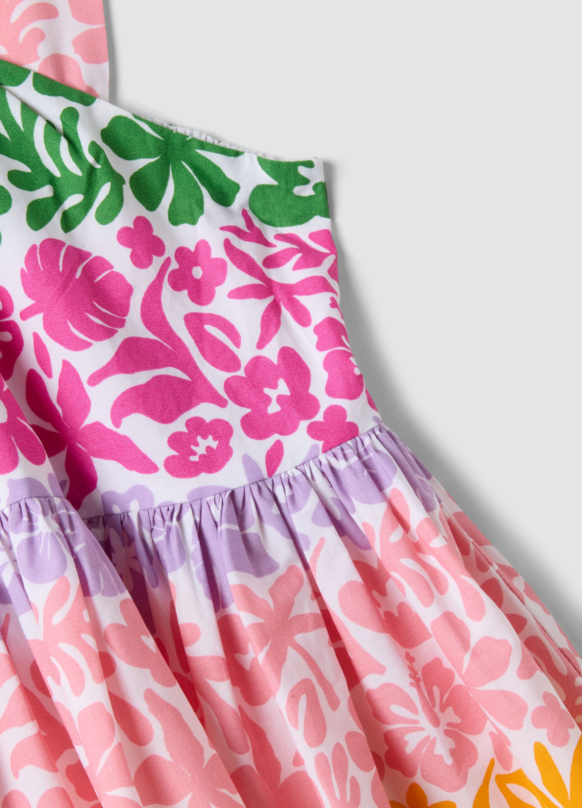 Abito multicolor in puro cotone con spalline incrociate