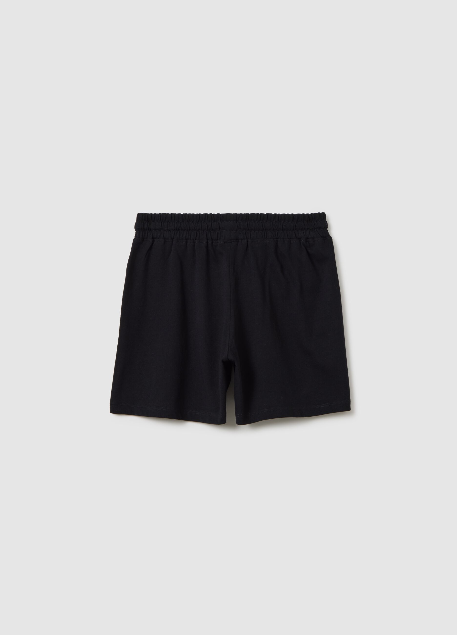 Girls' shorts in pure black cotton regular fit