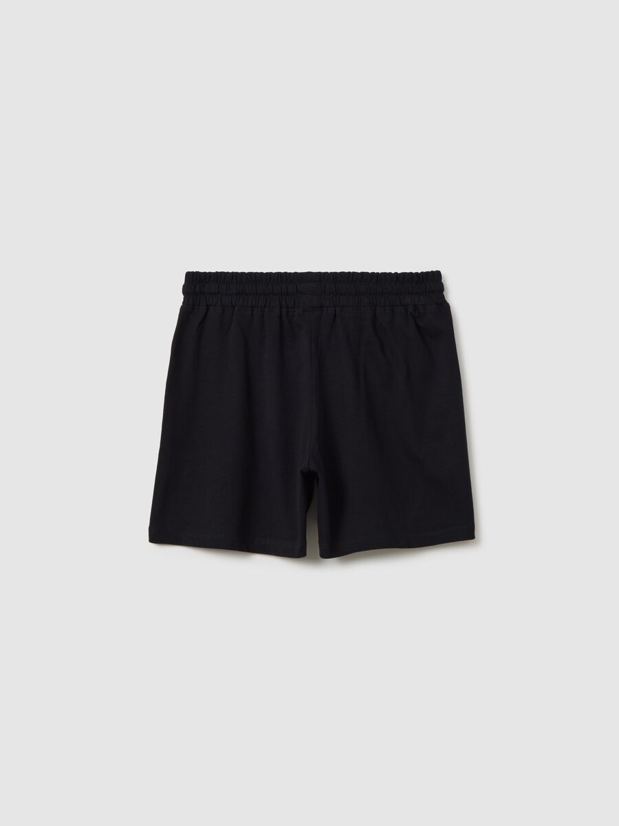 Short da ragazza in puro cotone nero regular fit_4
