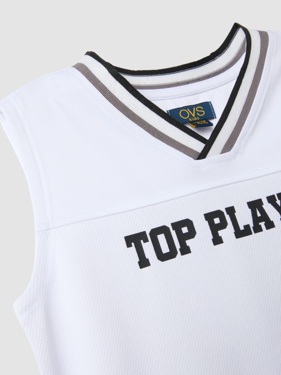 White and blue vest and shorts set_2