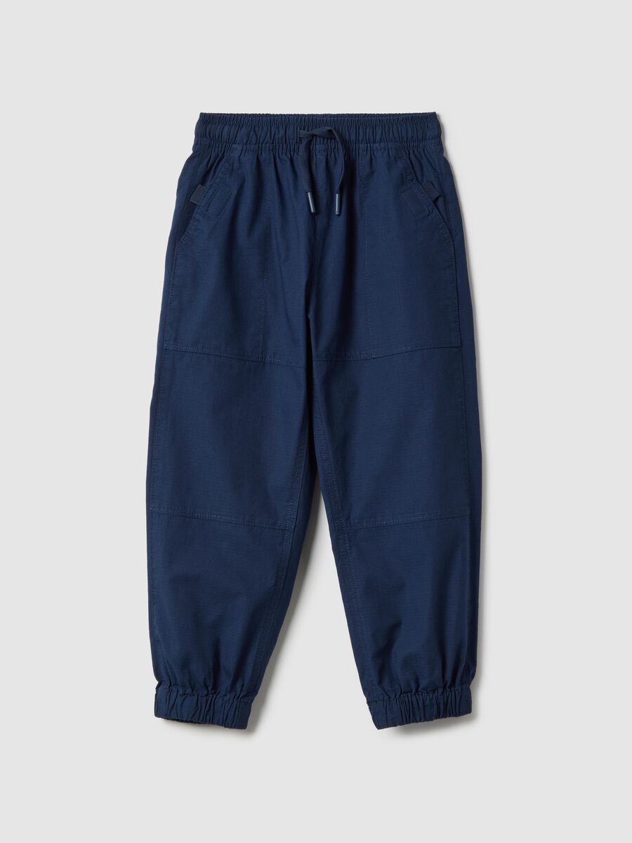 Children's Regular Fit Blue Cotton Jogger Trousers_0