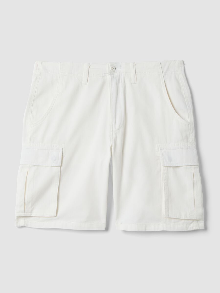 White pure cotton regular-fit cargo shorts_4