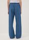 Pantaloni denim blu in puro cotone wide leg con coulisse_2