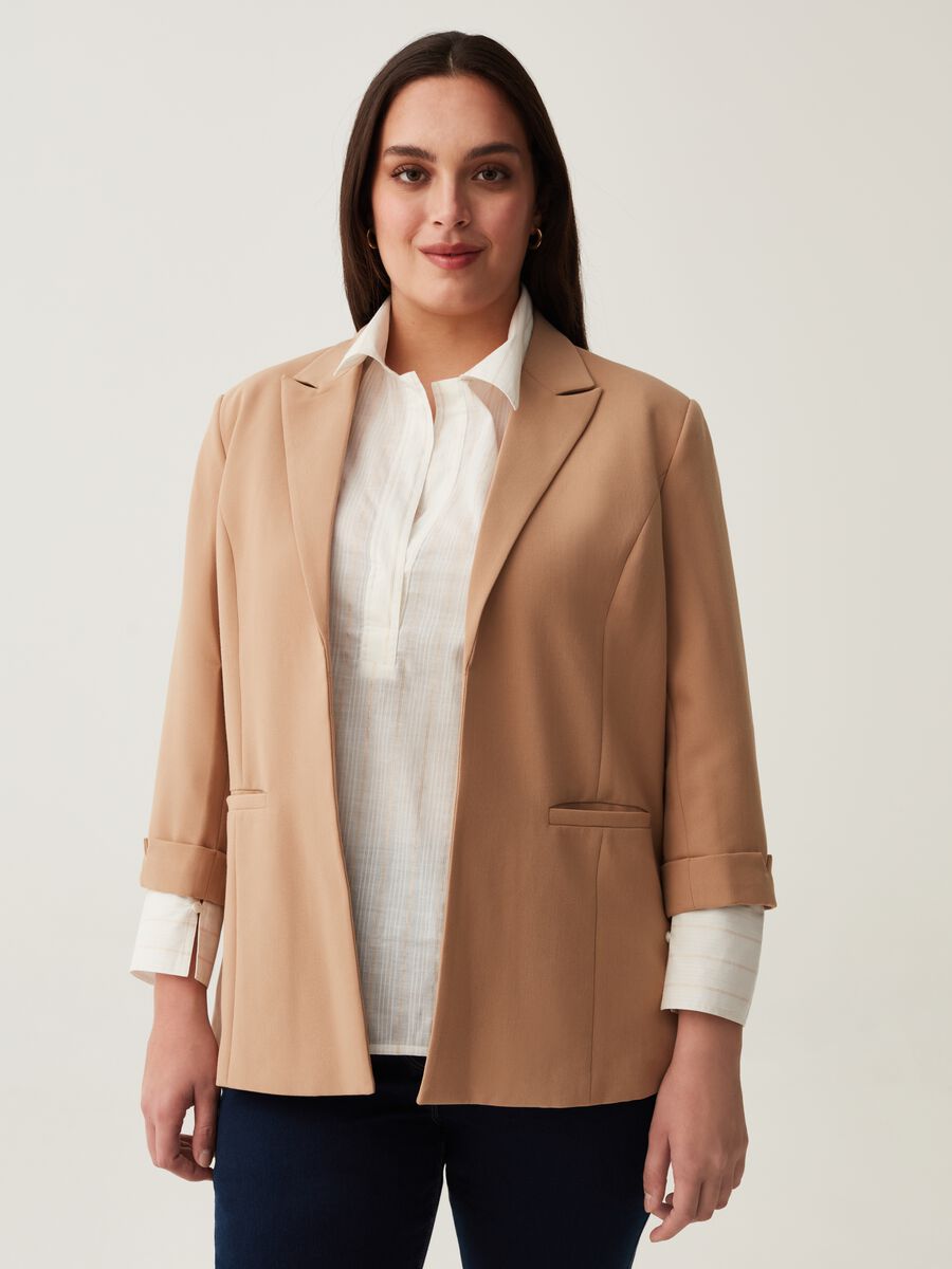 Blazer aperto maniche a tre quarti Curvy_1