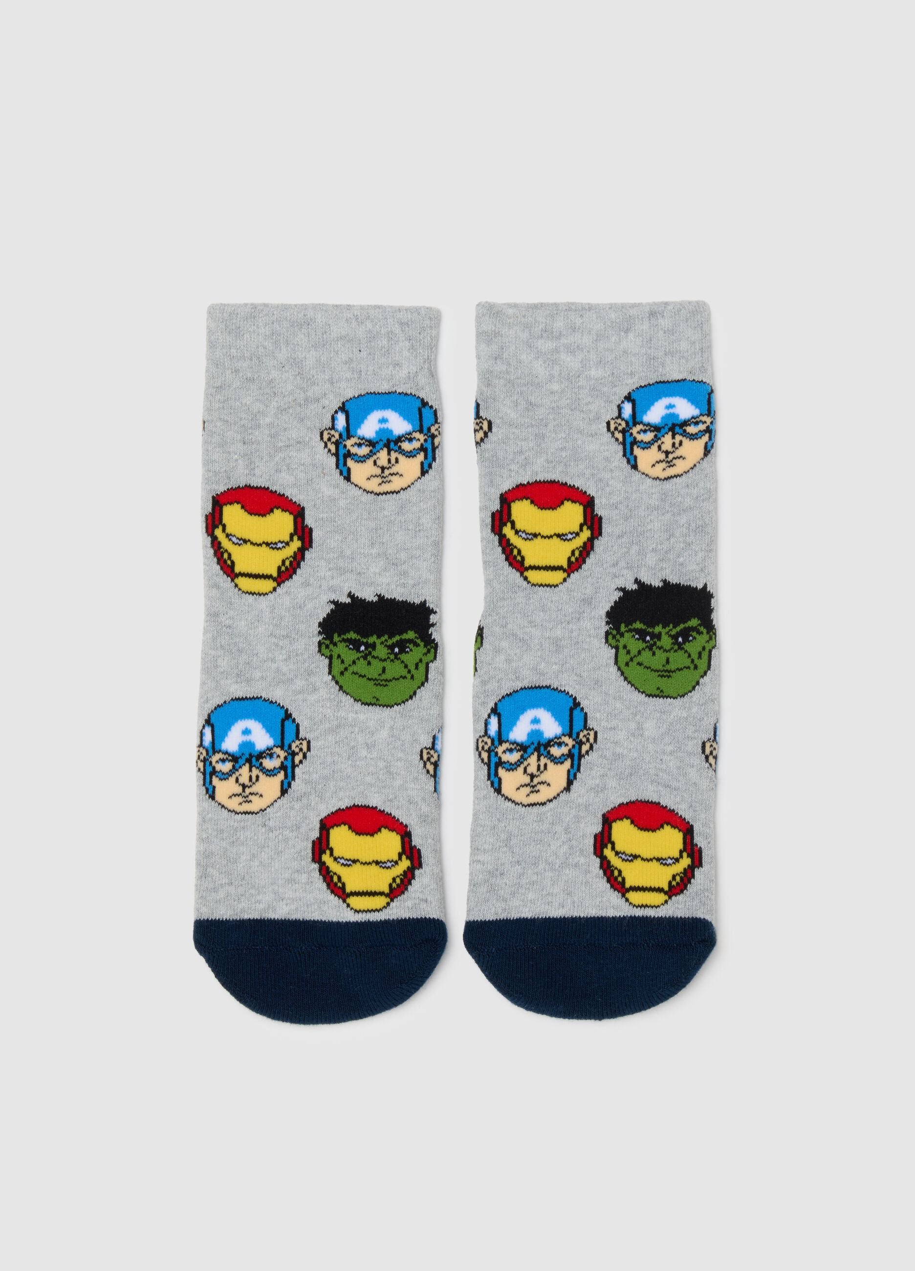 Children's non-slip socks in multicolour cotton blend