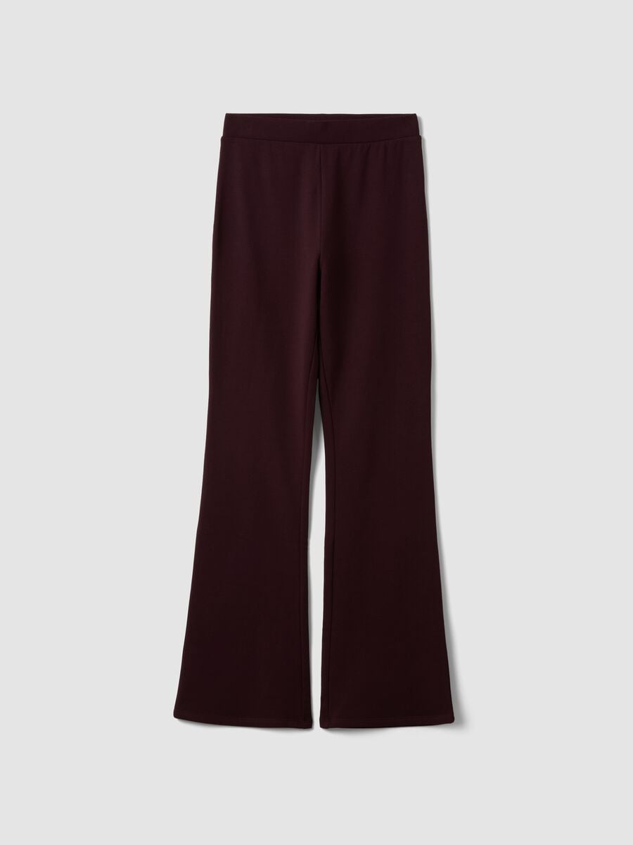 Plum purple flared leggings in stretch cotton_0