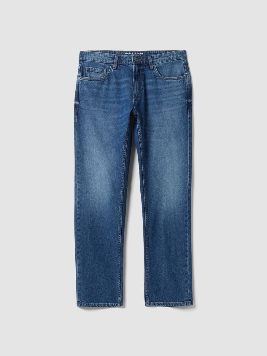 Jeans denim regular fit in puro cotone_0