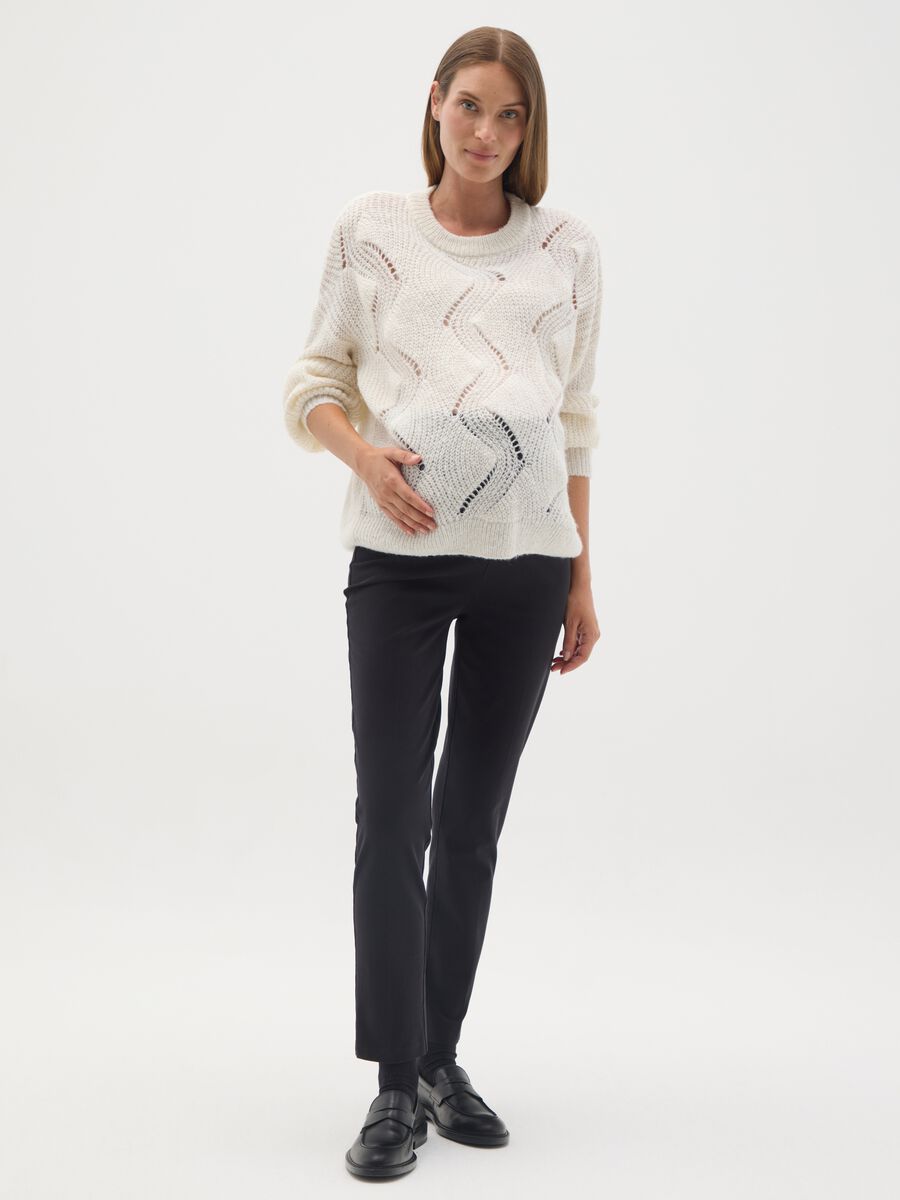 Beige maternity jumper with lace pattern_0