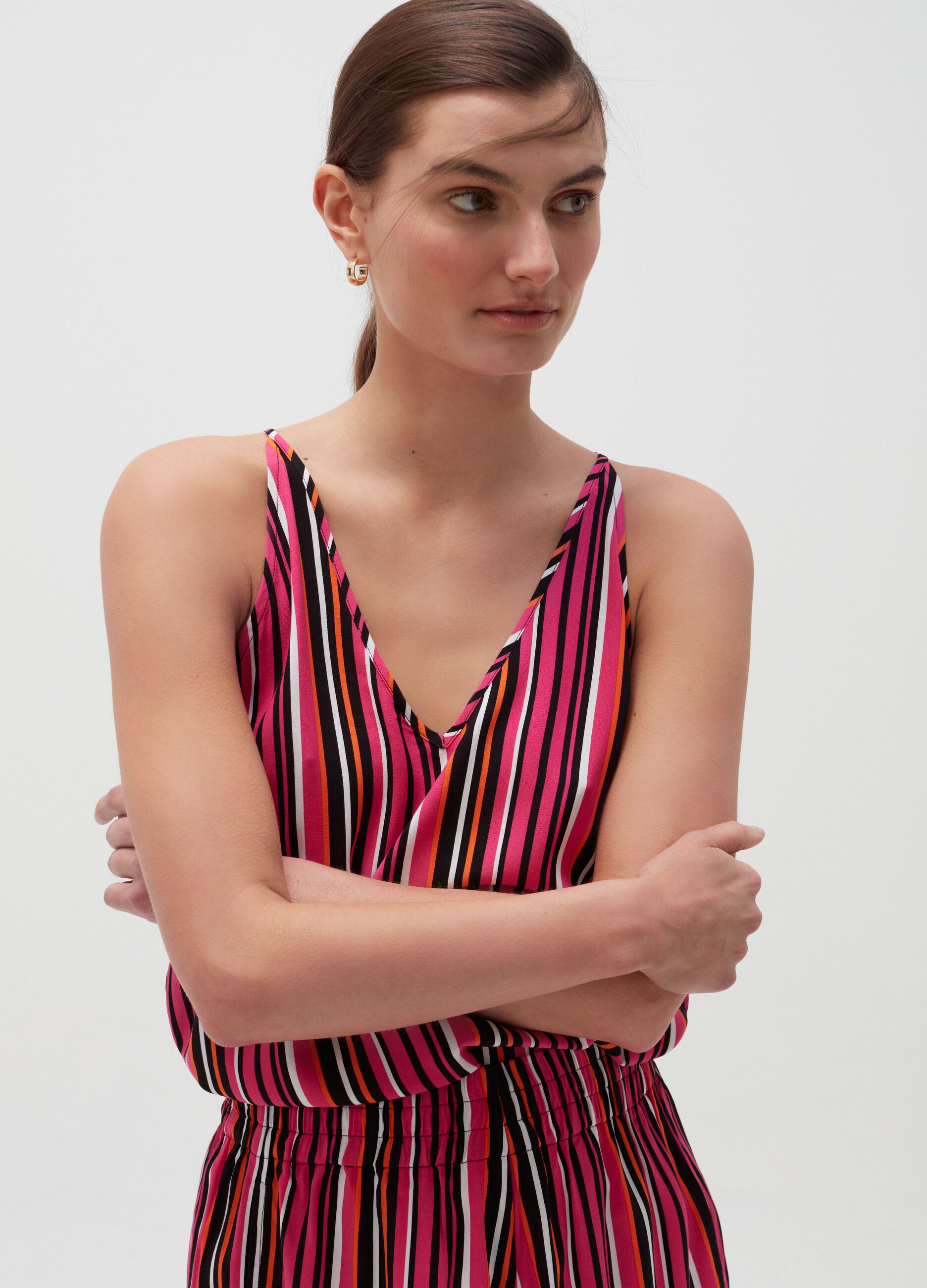 Viscose tank top with pattern print