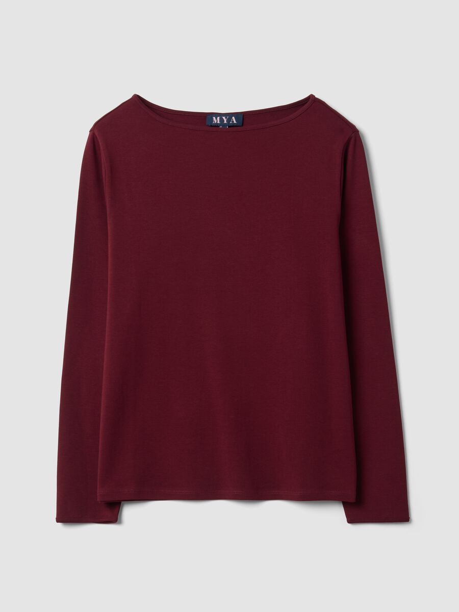 T-shirt rossa in puro cotone con girocollo regular fit_0