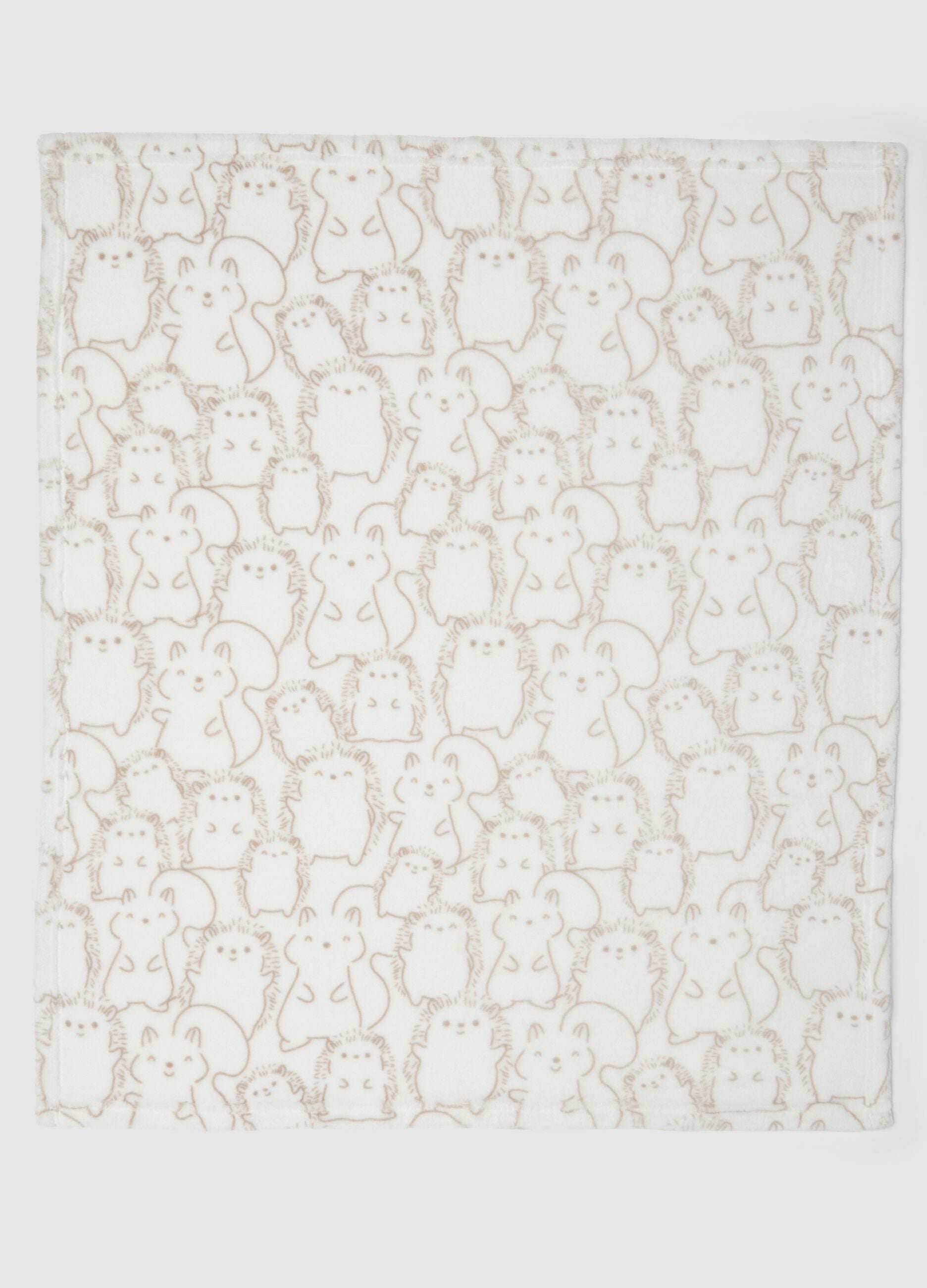 Copertina bianca con stampa animaletti per neonati