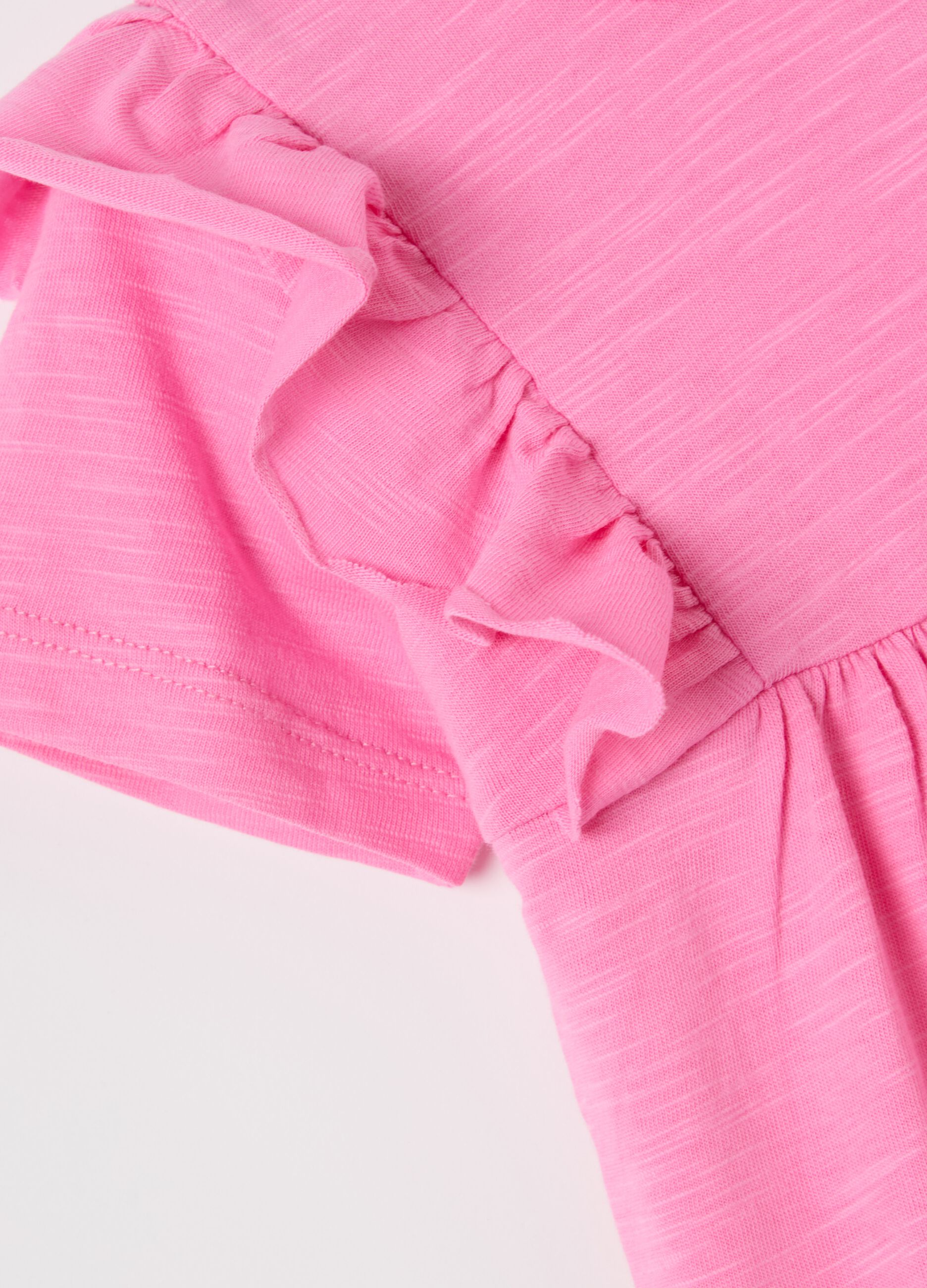 Cotton T-shirt with flounces