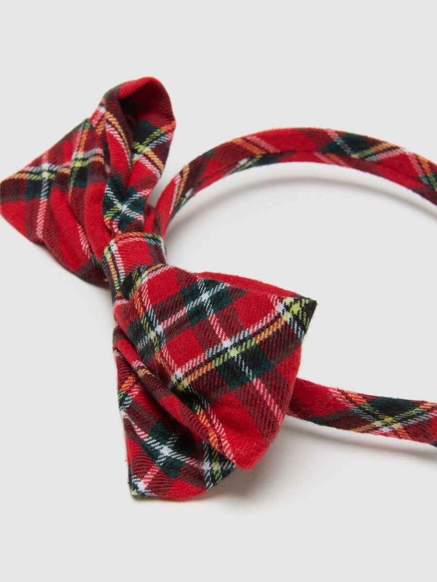 Multicoloured check cotton girl's headband with bow_1