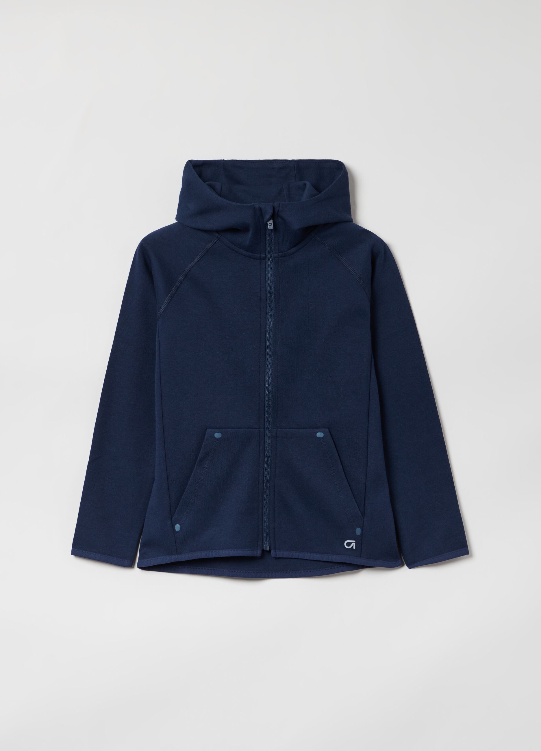 Full-zip hoodie in technical fabric