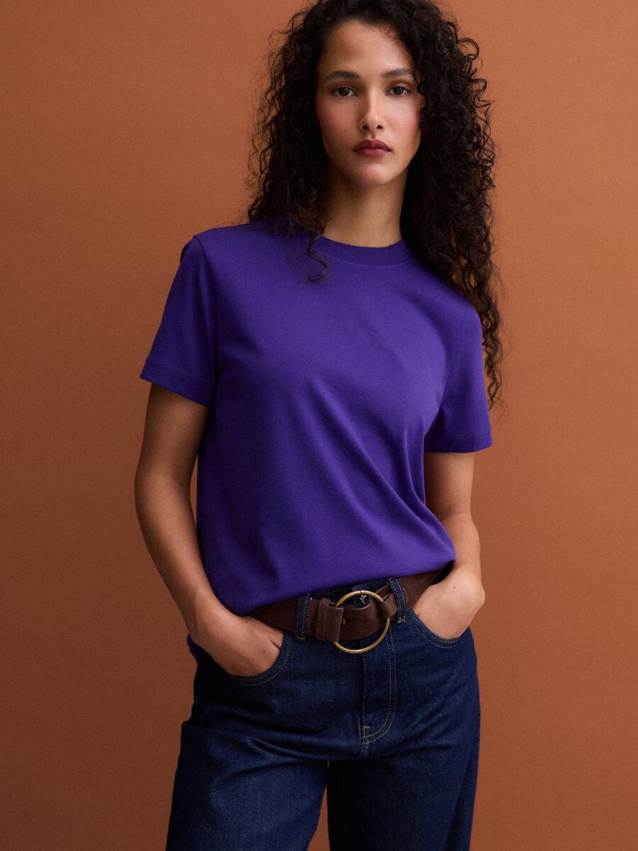 Purple crew-neck Supima cotton T-shirt, regular fit_0