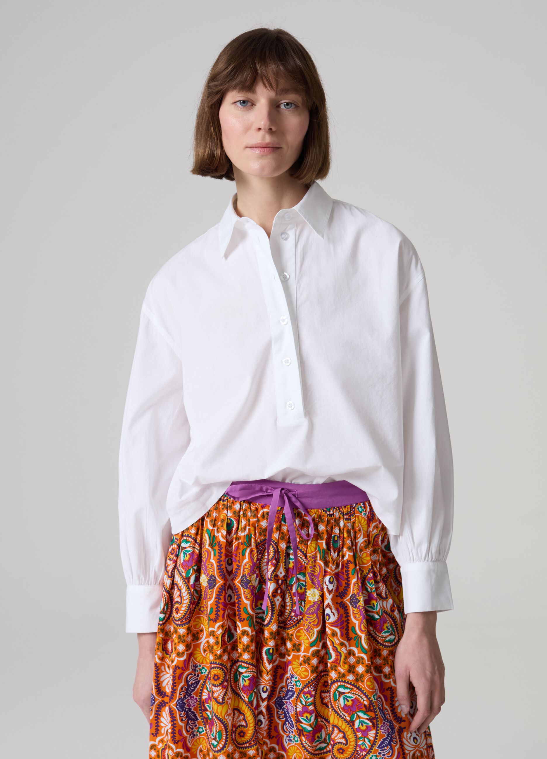 Ovs Blusa in cotone con maniche a sbuffo