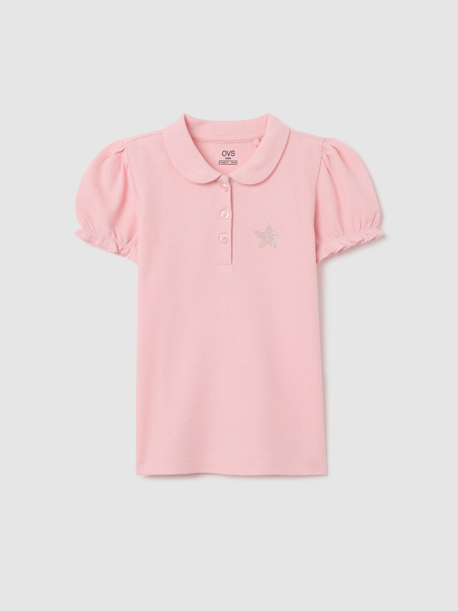 Pink polo shirt with short sleeves and star_0