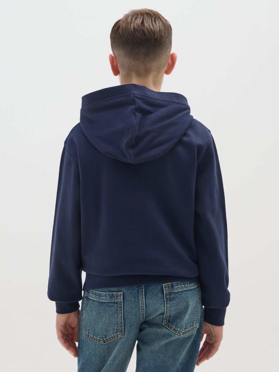 Felpa da ragazzo in puro cotone blu con cappuccio_1