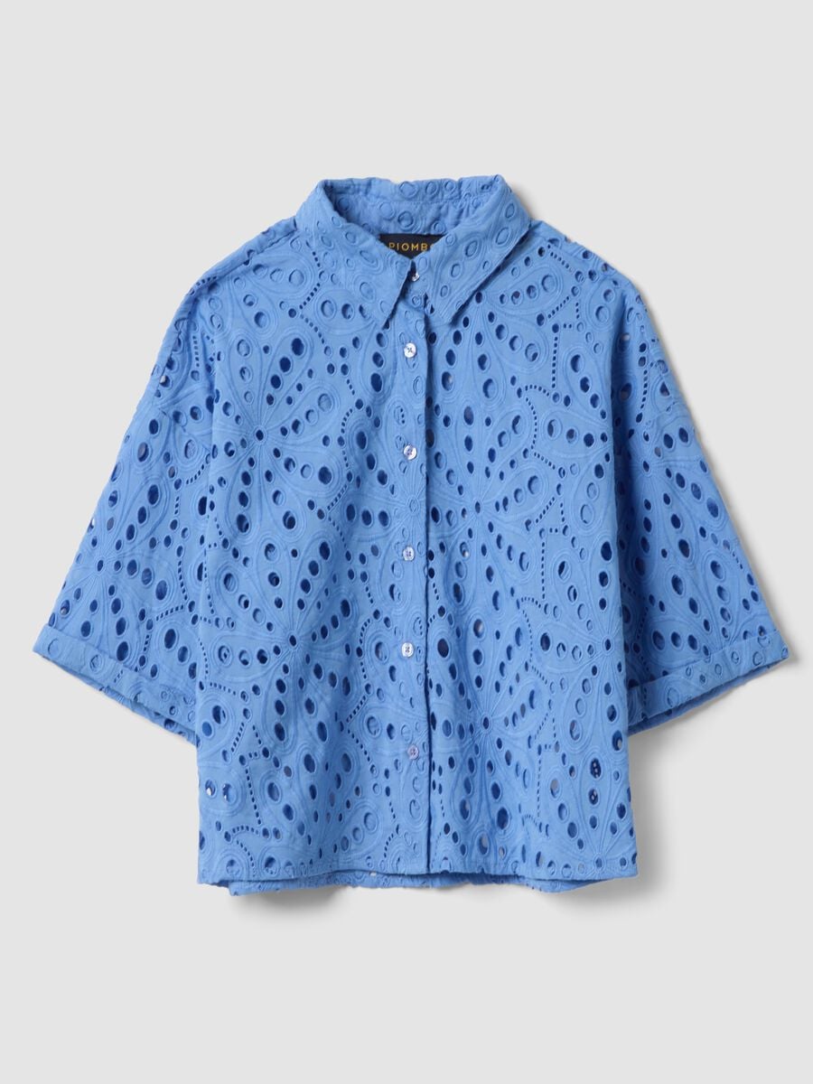 Light blue pure cotton broderie anglaise shirt_0