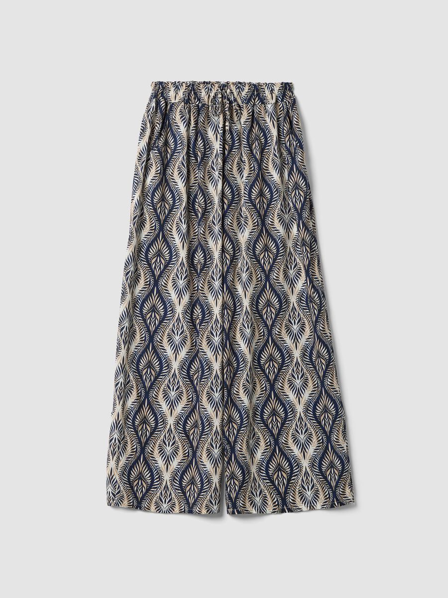 Blue pure-viscose trousers with all-over print, regular fit_4