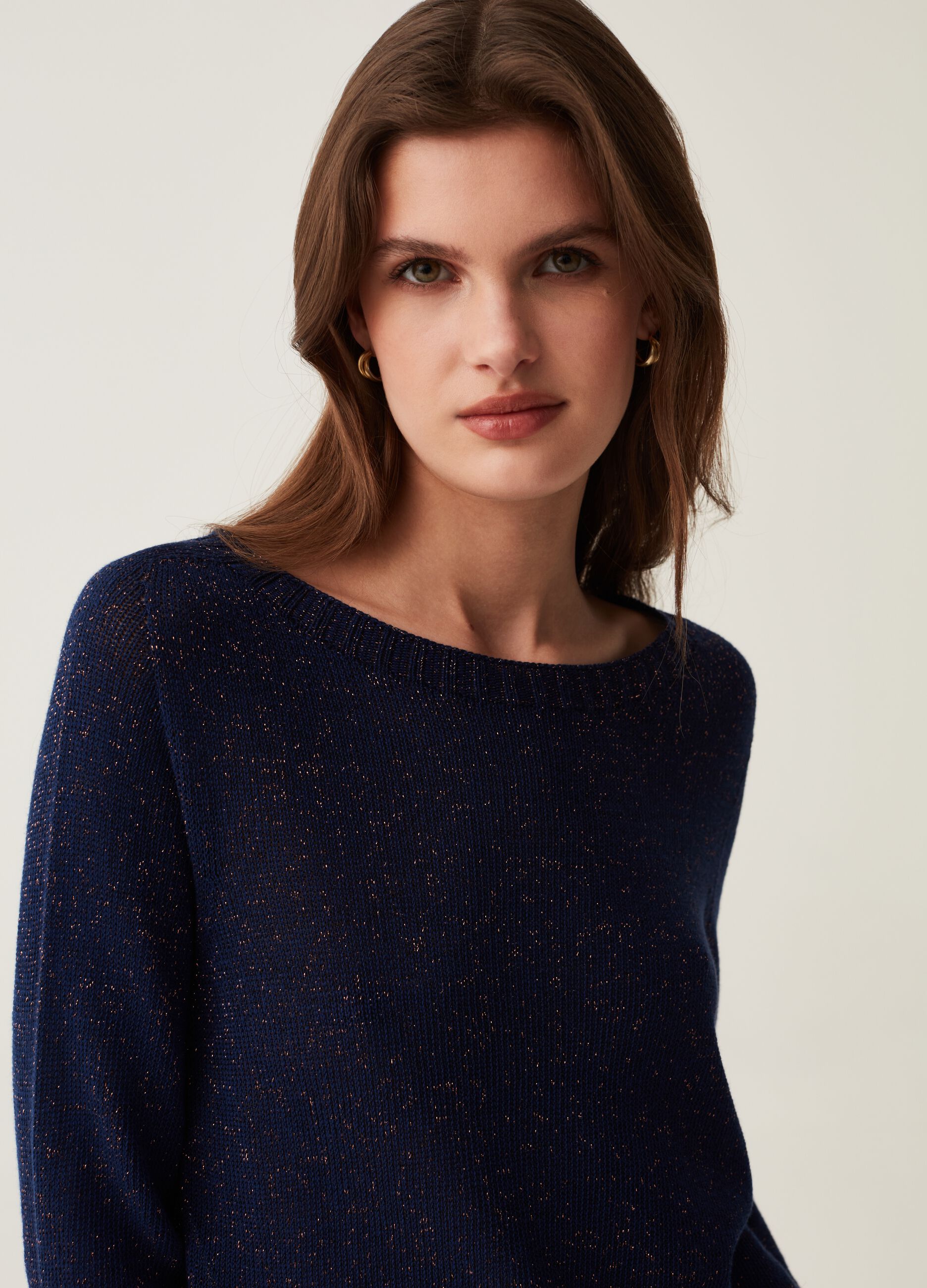 Maglia girocollo con lurex Hybrid_1