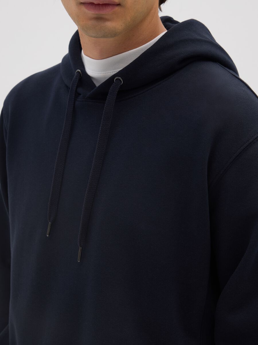 Felpa blu notte in puro cotone regular fit_3