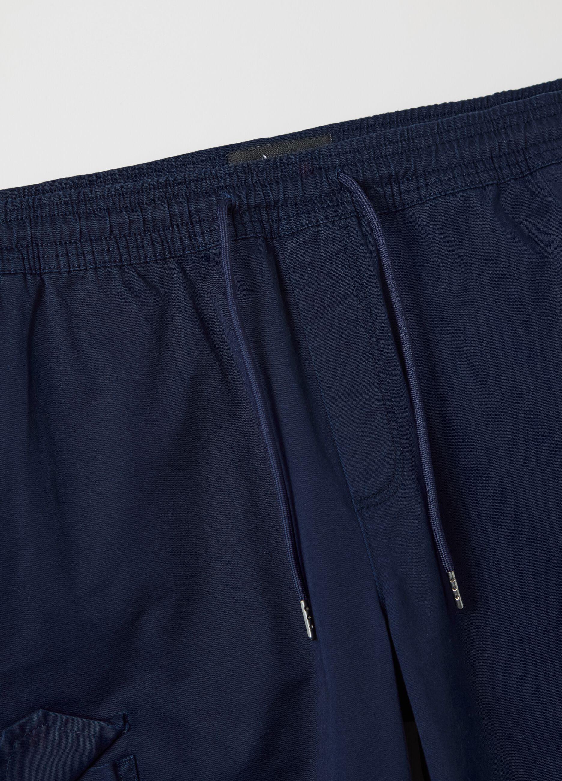 Blue cargo joggers with drawstring
