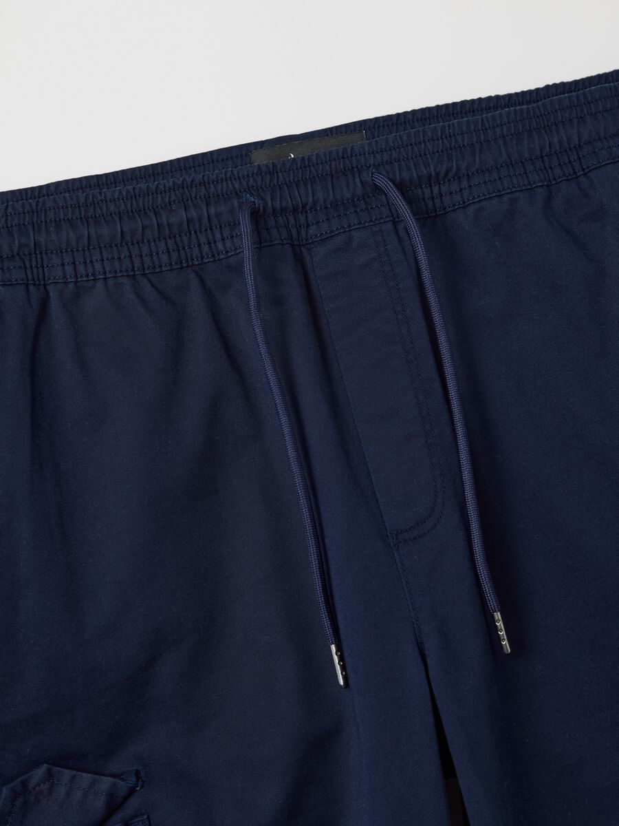 Blue cargo joggers with drawstring_5