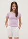 T-shirt viola in cotone organico con spalla scoperta_0