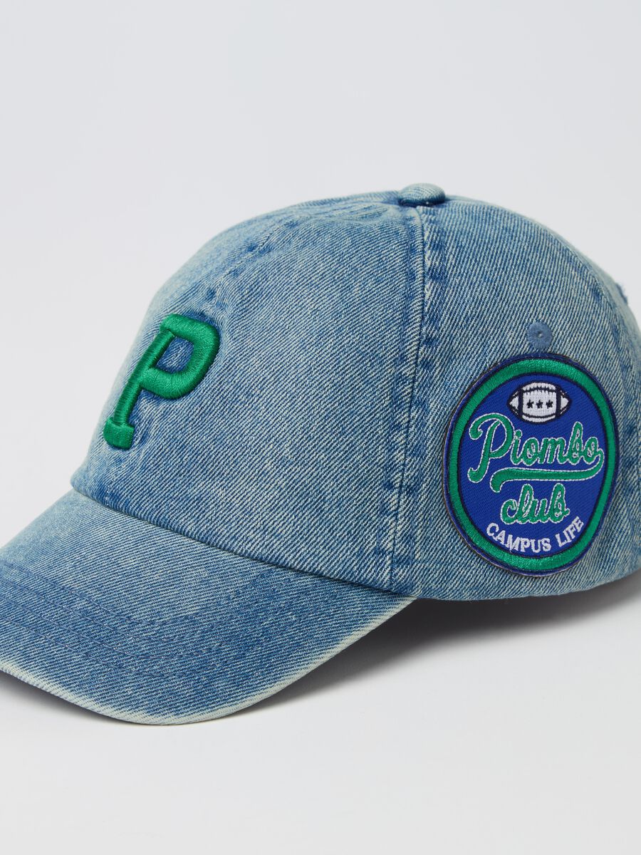 Denim baseball cap with logo embroidery_1