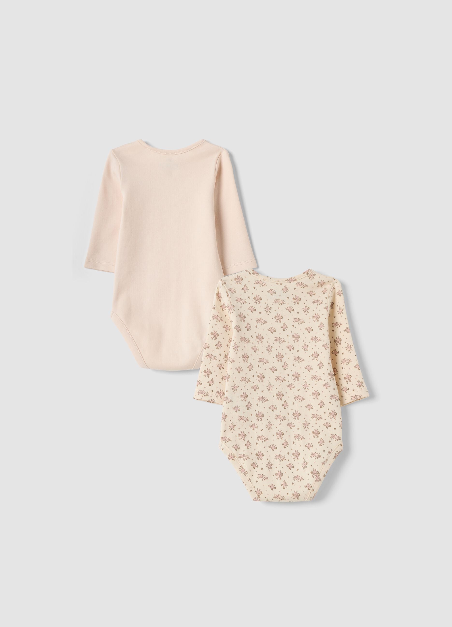 Bipack body beige in puro cotone organico con fantasia