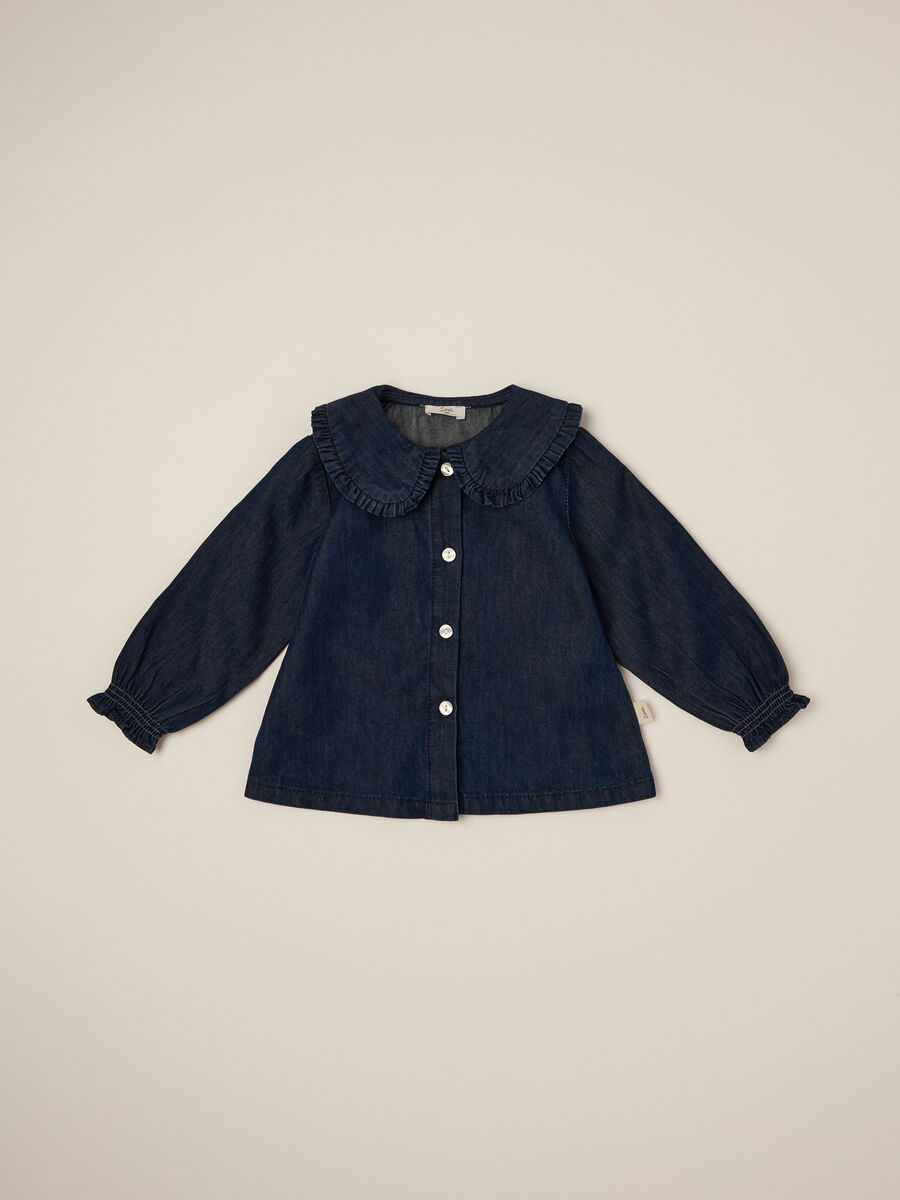 Long Sleeve Blue Cotton Shirt_0